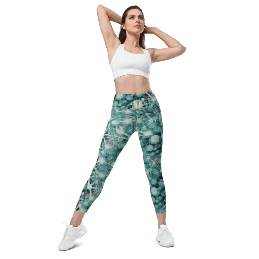 Aqua Neural Bloom on a Leggings with Pockets
