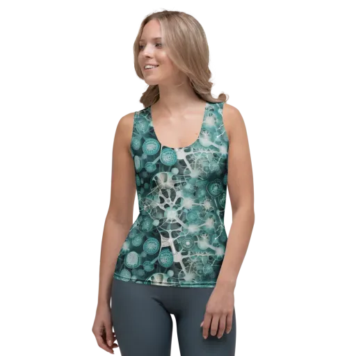 Aqua Neural Bloom on a Women's Tank Top