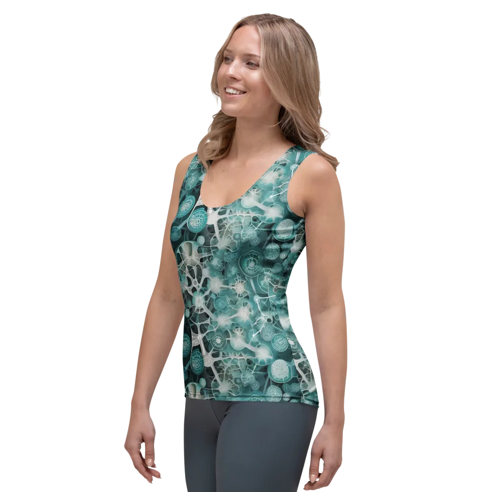 Aqua Neural Bloom on Women's Tank Top — Left Front