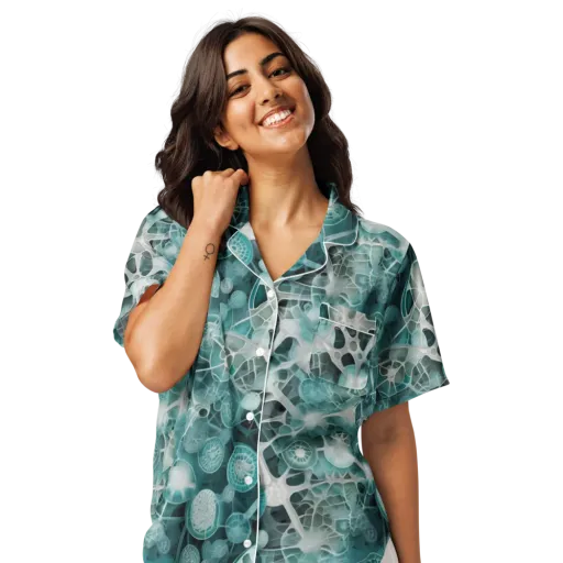 Aqua Neural Bloom on a Women's Short Sleeve Pajama Top