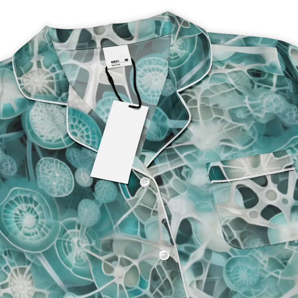 Aqua Neural Bloom on Women's Short Sleeve Pajama Top — Product details