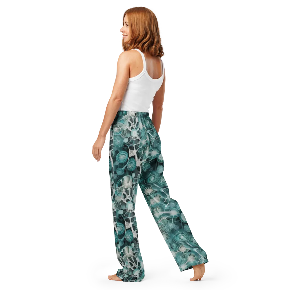 Aqua Neural Bloom on Women's Pajama Pants — Back