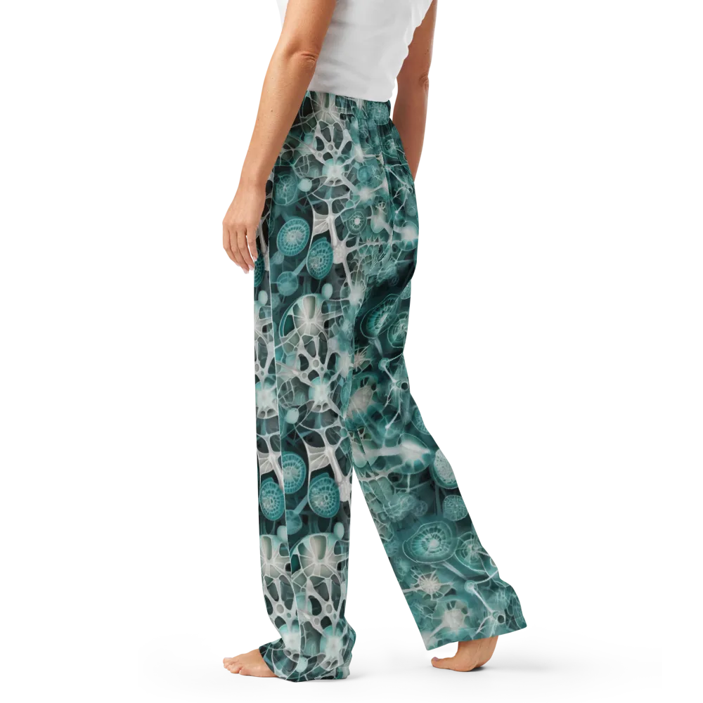 Aqua Neural Bloom on Women's Pajama Pants — Left