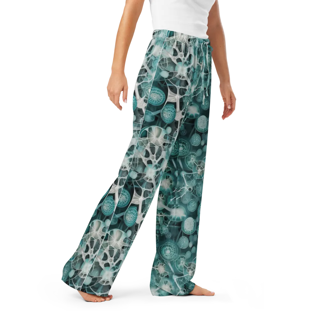 Aqua Neural Bloom on Women's Pajama Pants — Right Front