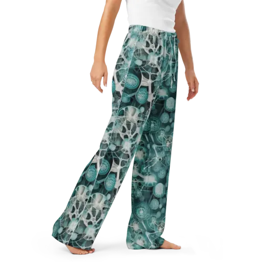 Aqua Neural Bloom on a Women's Pajama Pants
