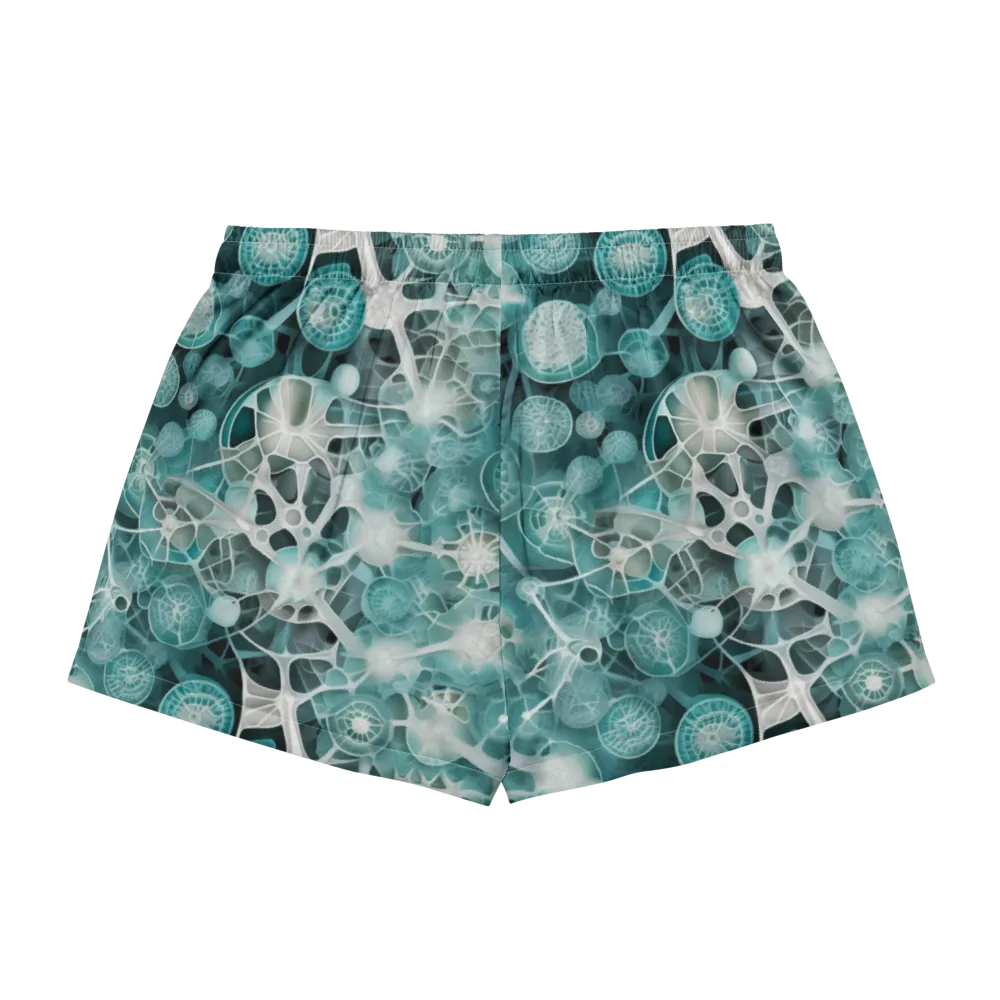 Aqua Neural Bloom on Women's Pajama Shorts — Back