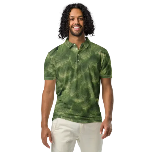 Verdant Contour on a Men's Slim Fit Polo Shirt