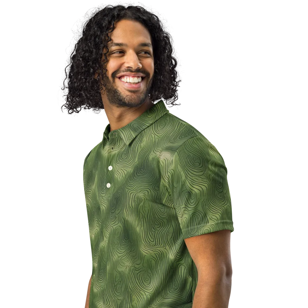 Verdant Contour on Men's Slim Fit Polo Shirt — Left Front