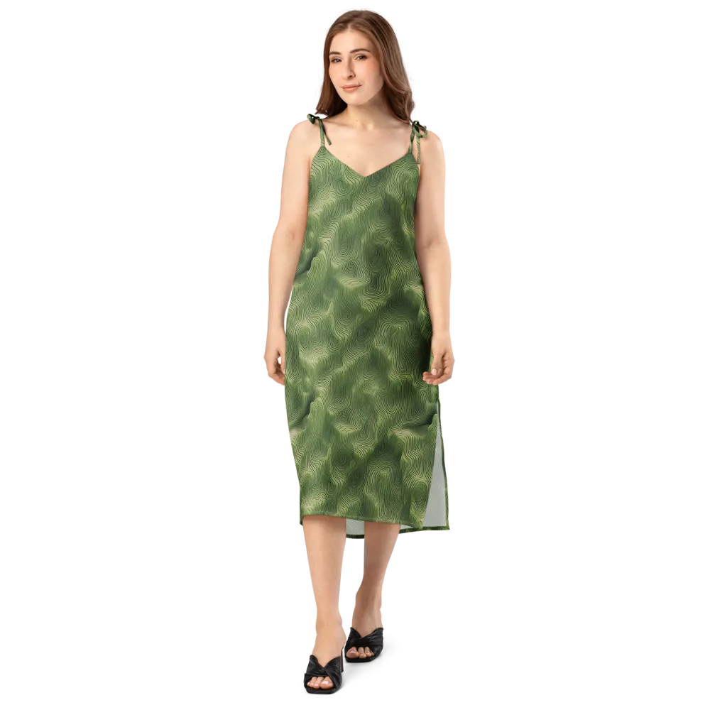 Verdant Contour on Slip Dress — Front
