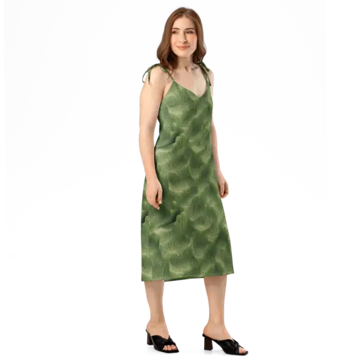 Verdant Contour on a Slip Dress