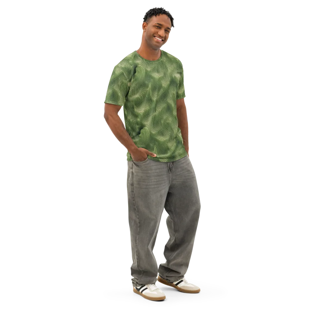 Verdant Contour on Men's Cotton Crew Neck T-Shirt — Right Front