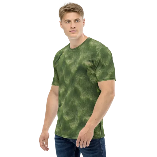 Verdant Contour on a Men's Crew Neck T-Shirt