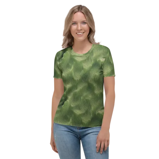 Verdant Contour on a Women's Crew Neck T-Shirt