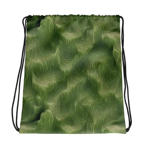Verdant Contour on a Drawstring Bag