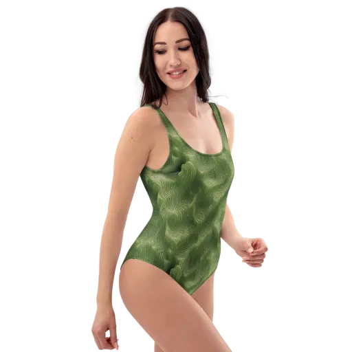Verdant Contour on a One-Piece Swimsuit