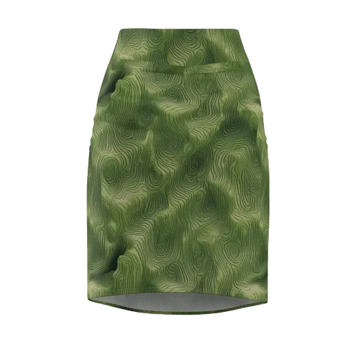 Verdant Contour on a Pencil Skirt