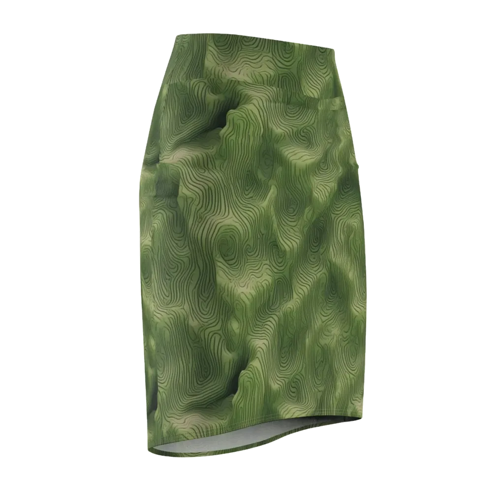 Verdant Contour on Pencil Skirt — Front Side