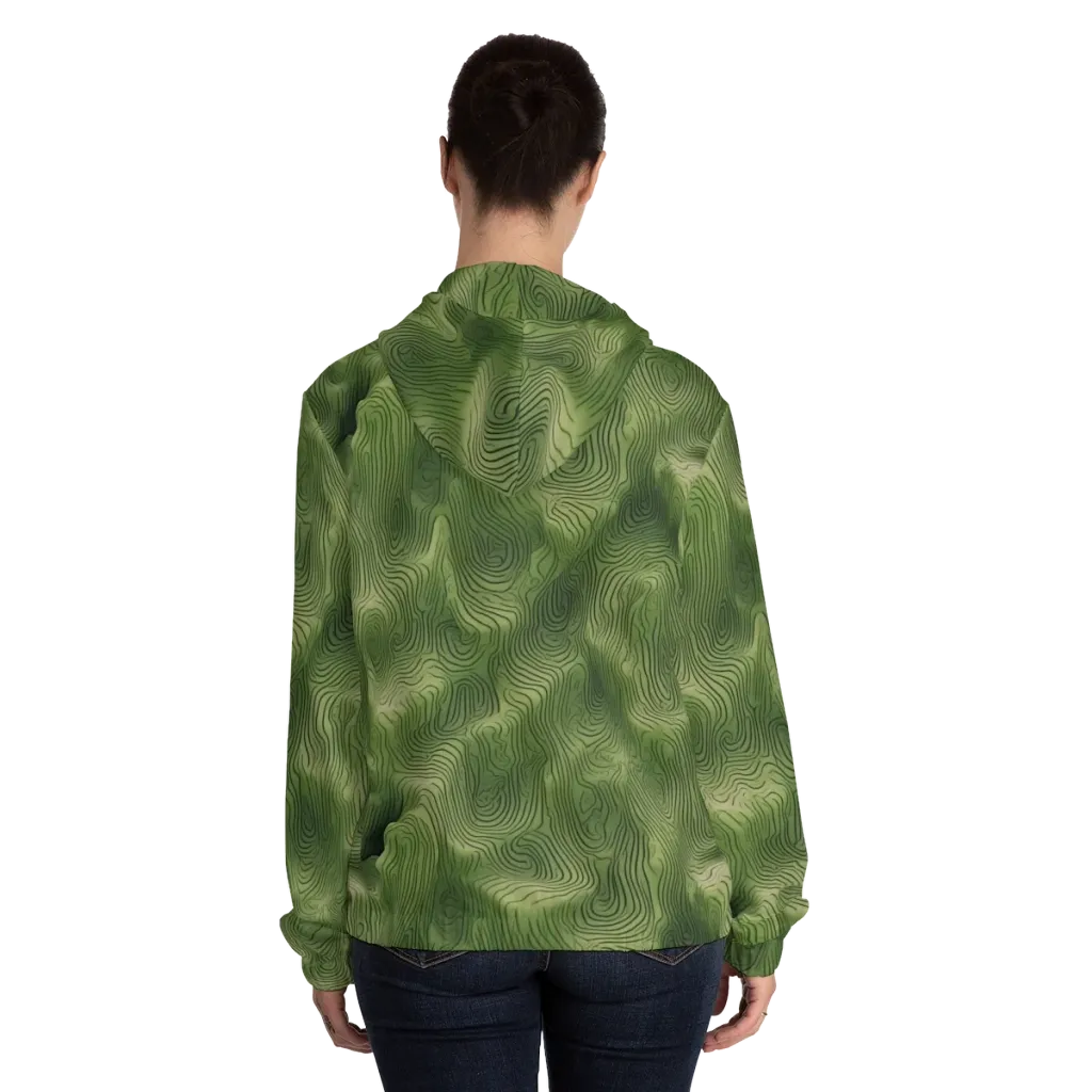 Verdant Contour on Women's Full-Zip Hoodie — Back On Person