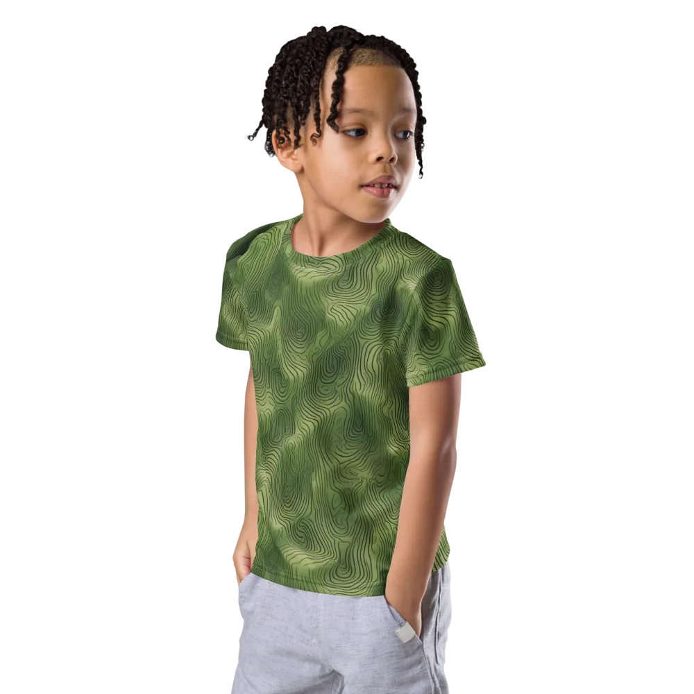 Verdant Contour on Kids Crew Neck T-Shirt — Left Front
