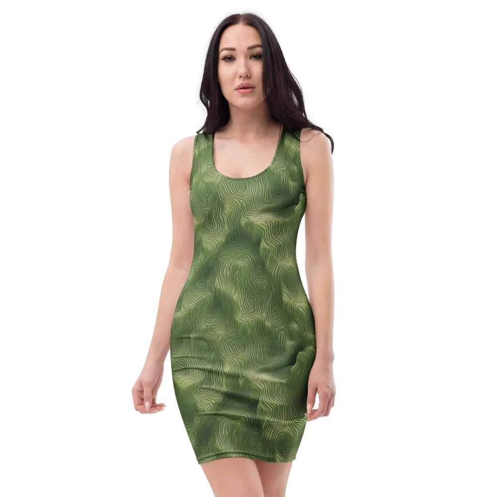 Verdant Contour on Bodycon Dress — Front