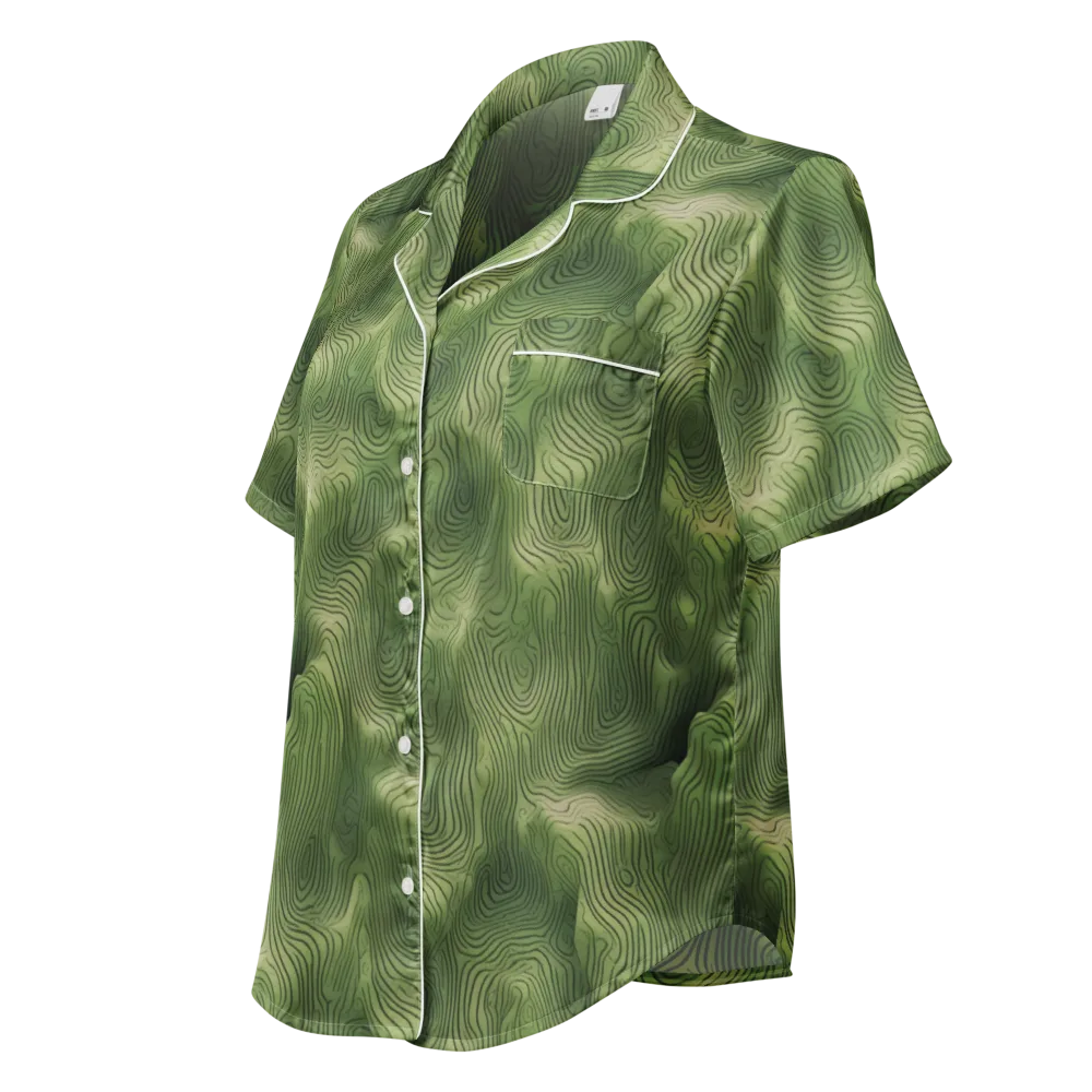 Verdant Contour on Women's Short Sleeve Pajama Top — Left Front