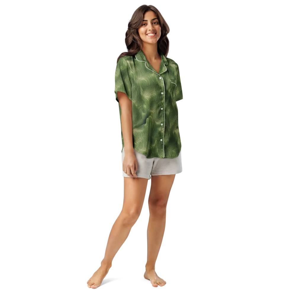 Verdant Contour on Women's Short Sleeve Pajama Top — Front