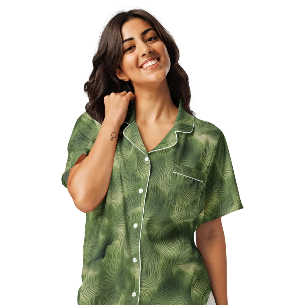 Verdant Contour on Women's Short Sleeve Pajama Top — Front