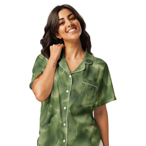 Verdant Contour on a Women's Short Sleeve Pajama Top