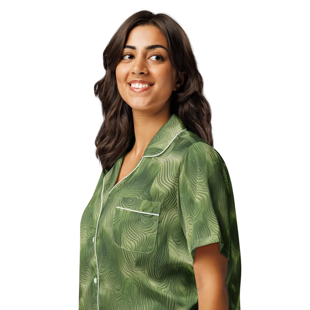 Verdant Contour on Women's Short Sleeve Pajama Top — Left Front