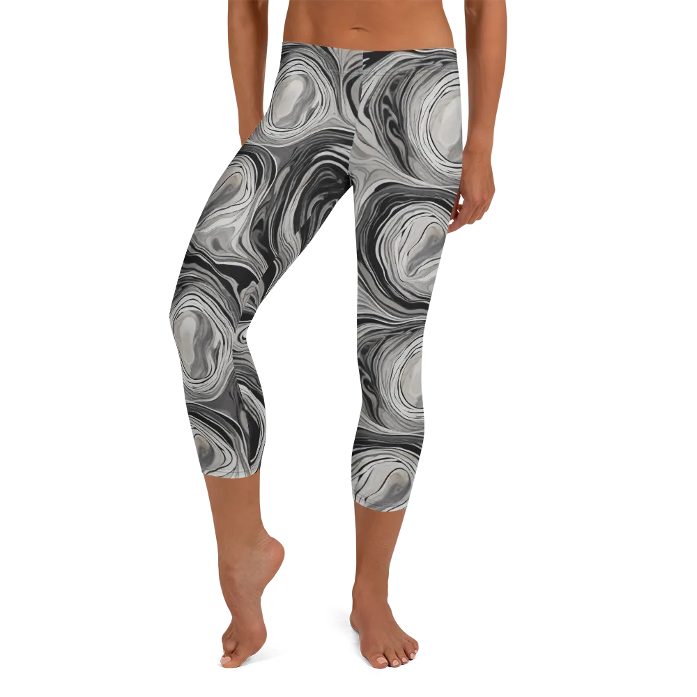 Monochrome Tide on Capri Leggings — Front