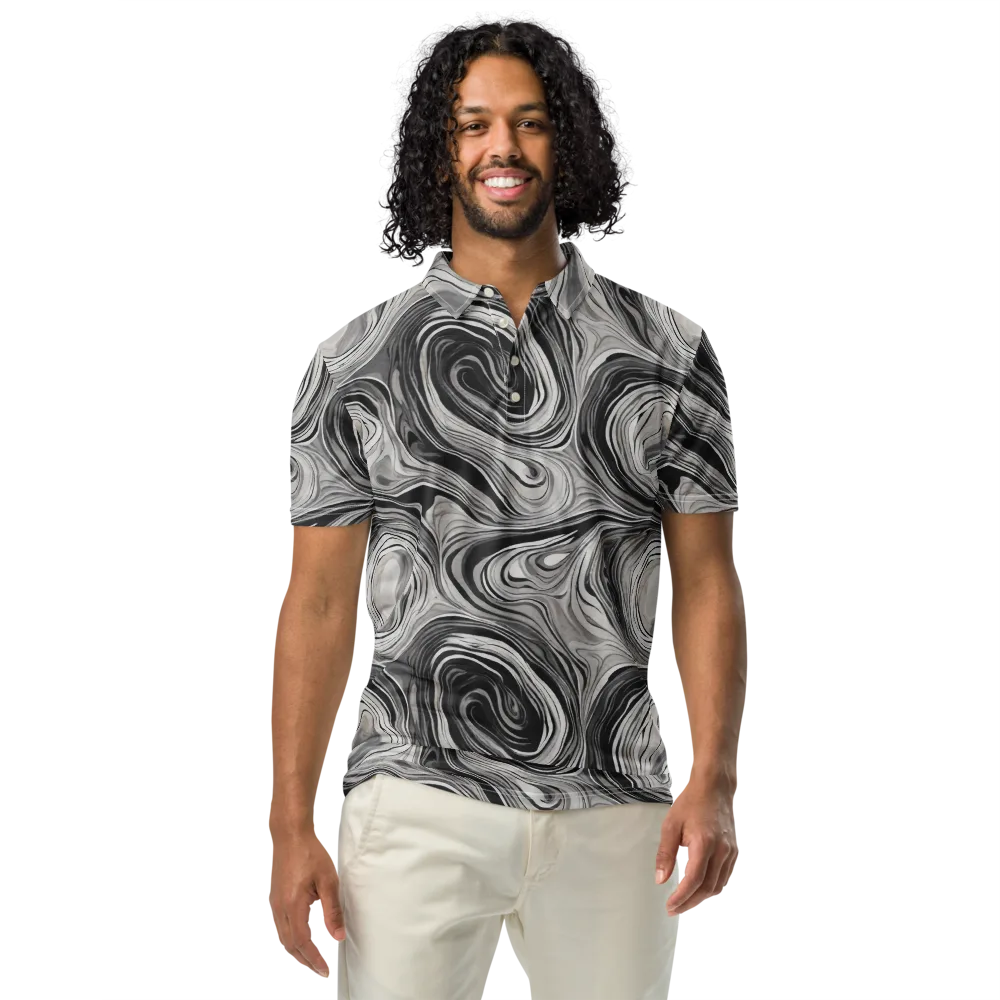 Monochrome Tide on Men's Slim Fit Polo Shirt — Front