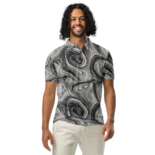 Monochrome Tide on a Men's Slim Fit Polo Shirt