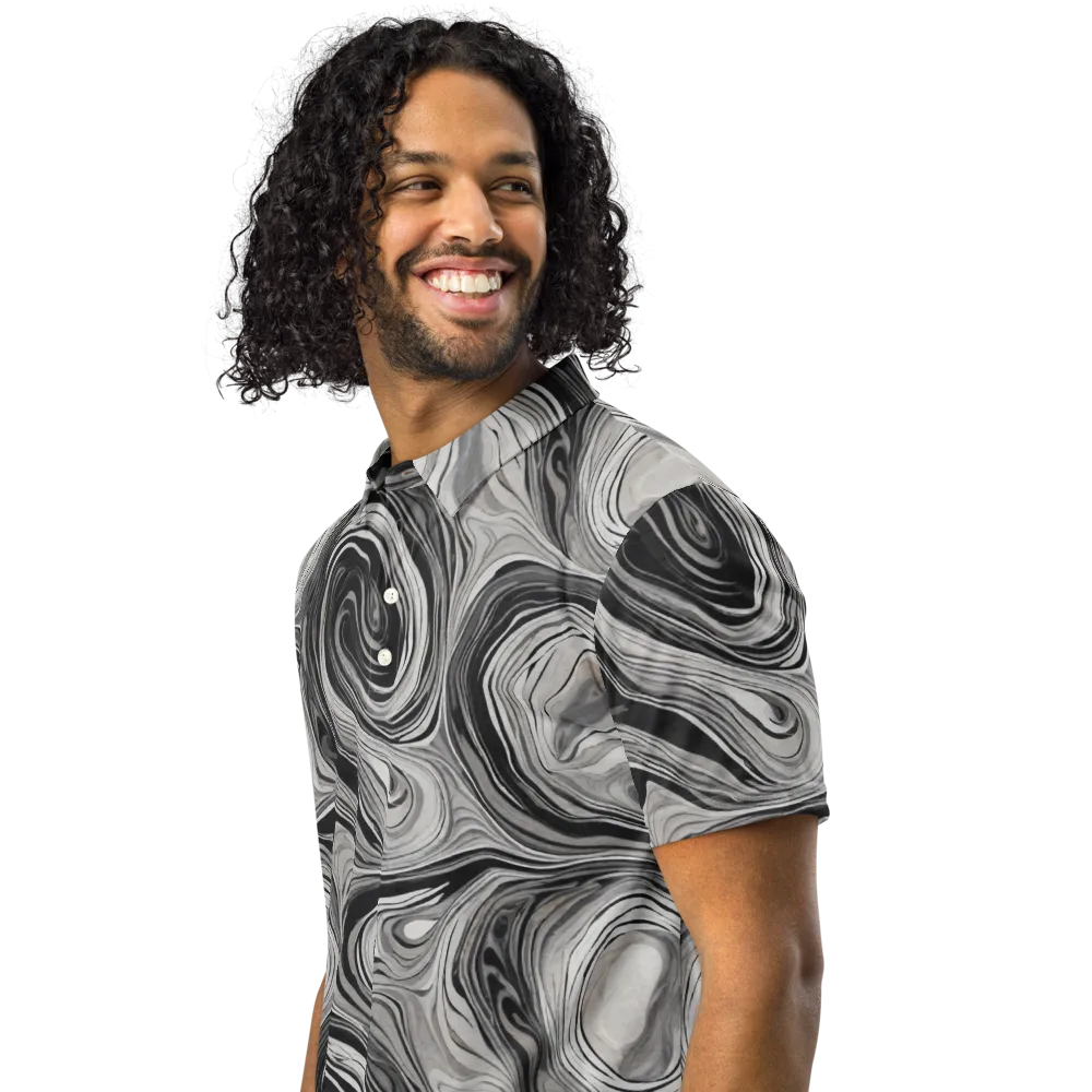 Monochrome Tide on Men's Slim Fit Polo Shirt — Left Front