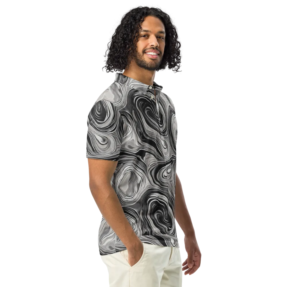 Monochrome Tide on Men's Slim Fit Polo Shirt — Right Front