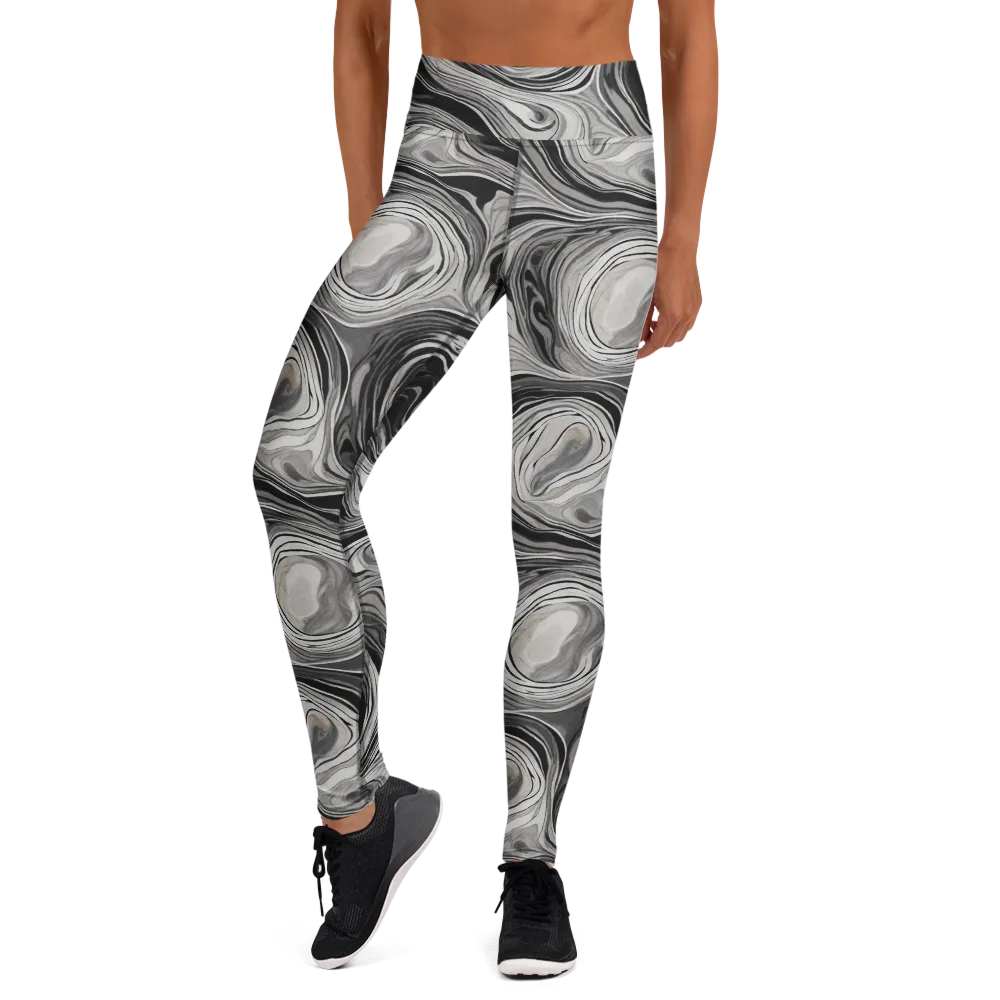 Monochrome Tide on Yoga Leggings — Front