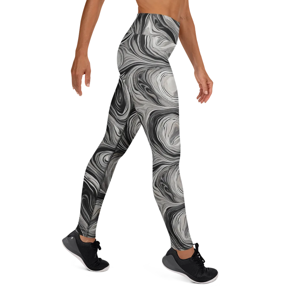 Monochrome Tide on Yoga Leggings — Right