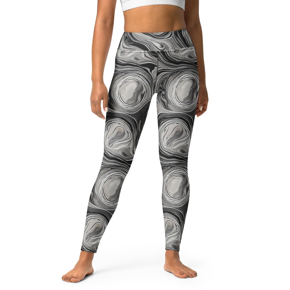 Monochrome Tide on Yoga Leggings — Front
