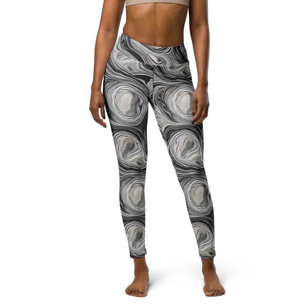Monochrome Tide on Yoga Leggings — Front