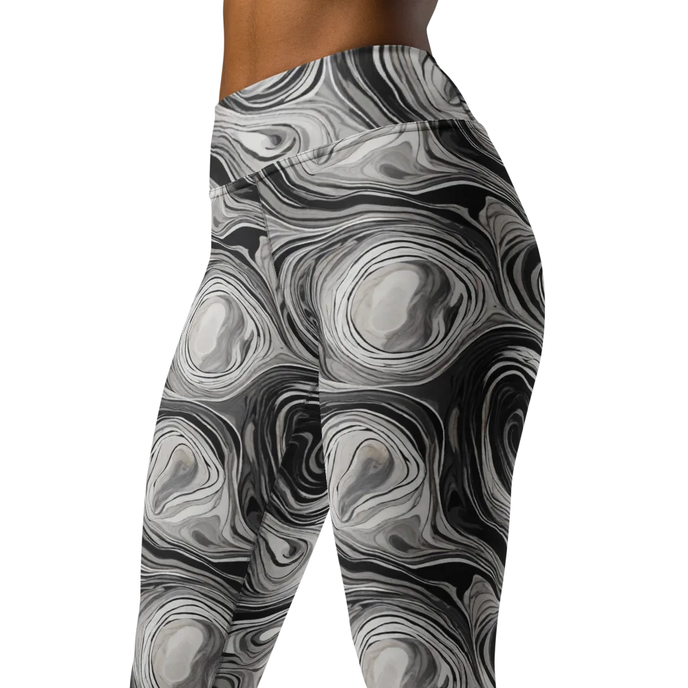 Monochrome Tide on Yoga Leggings — Left Front