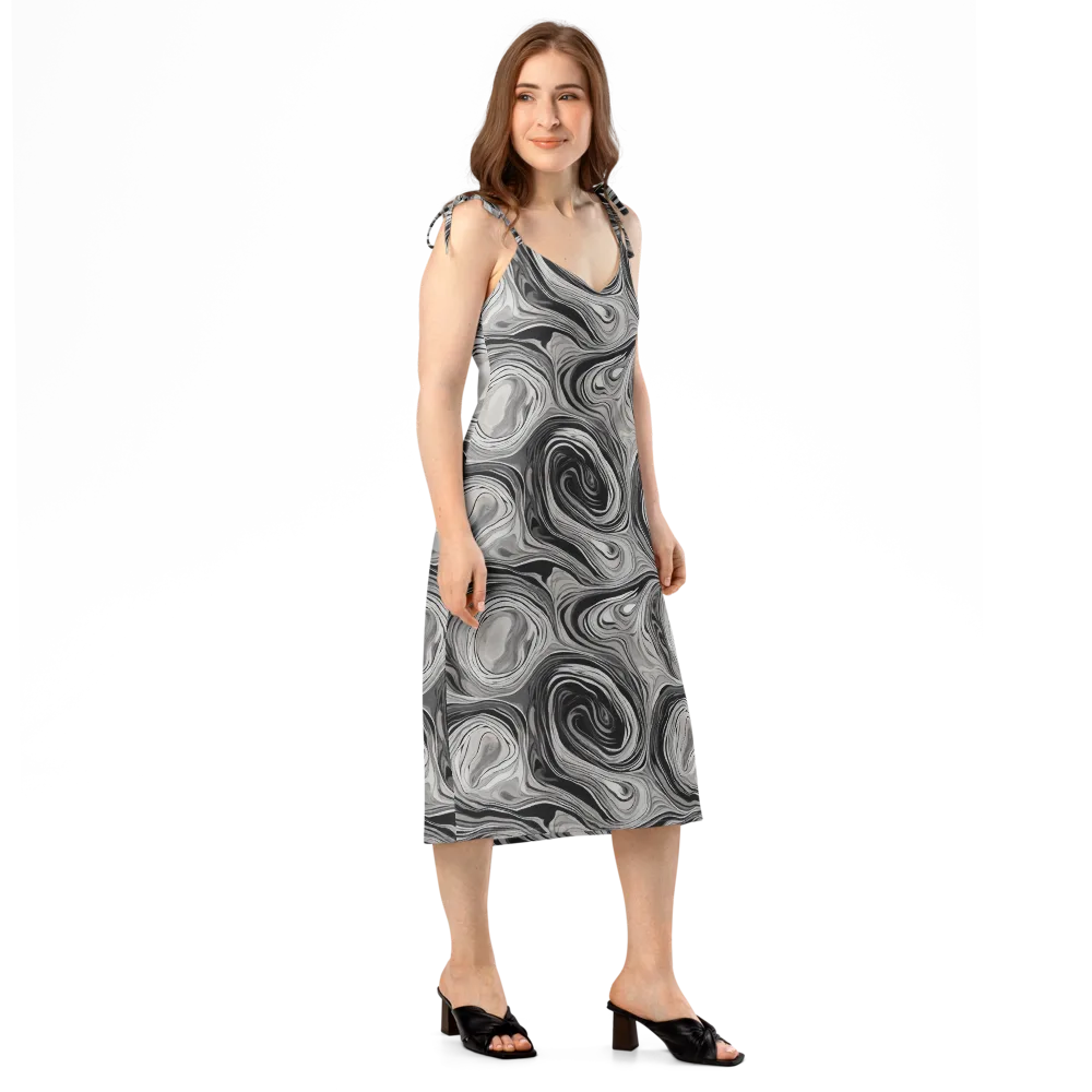 Monochrome Tide on Slip Dress — Right Front