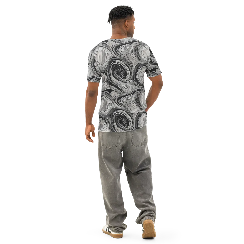 Monochrome Tide on Men's Cotton Crew Neck T-Shirt — Back