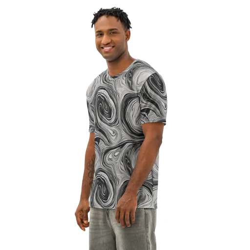 Monochrome Tide on a Men's Cotton Crew Neck T-Shirt