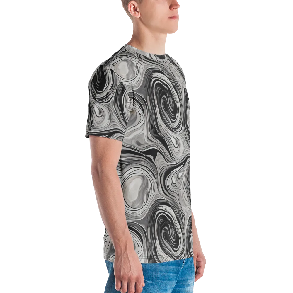 Monochrome Tide on Men's Crew Neck T-Shirt — Right