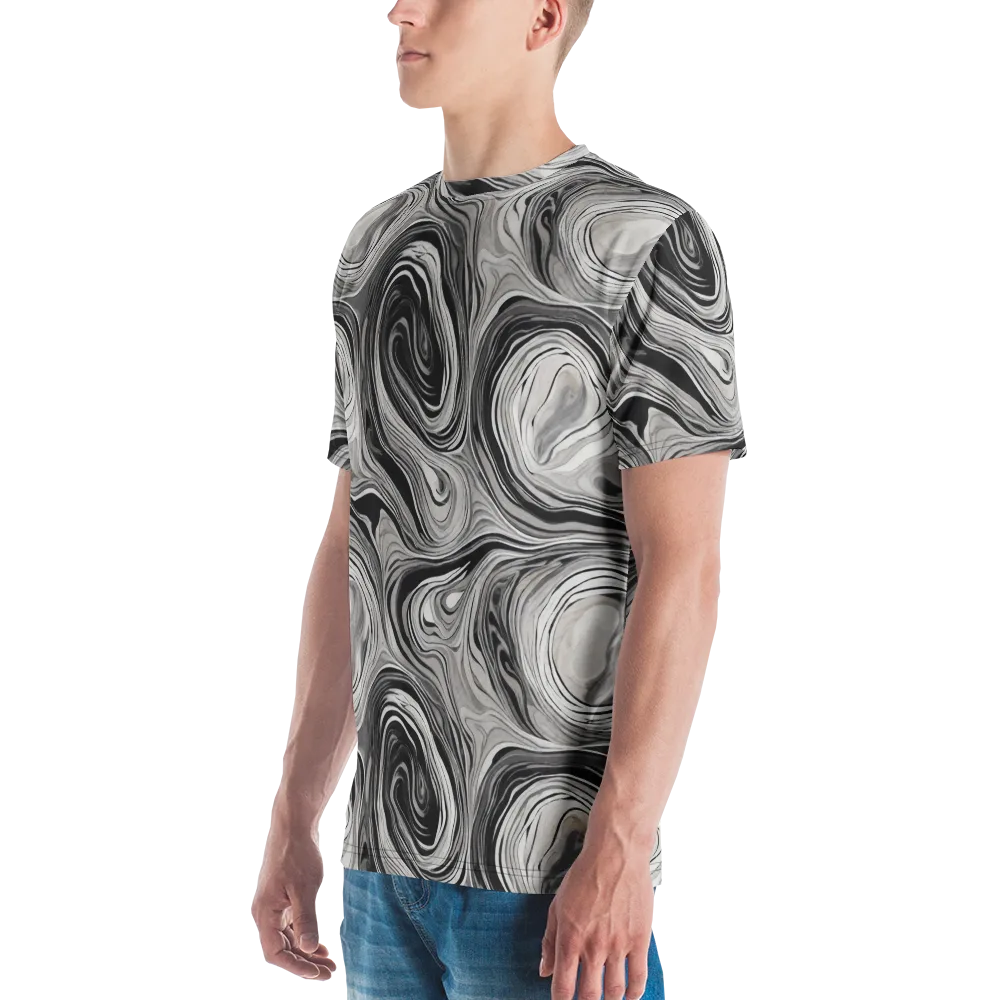 Monochrome Tide on Men's Crew Neck T-Shirt — Left