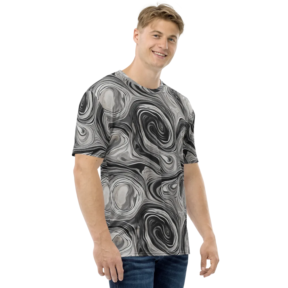 Monochrome Tide on Men's Crew Neck T-Shirt — Right