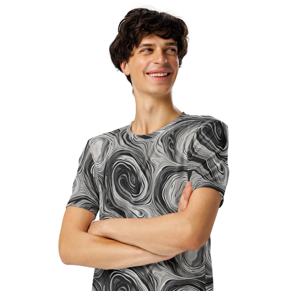 Monochrome Tide on Men's Crew Neck T-Shirt — Left Front