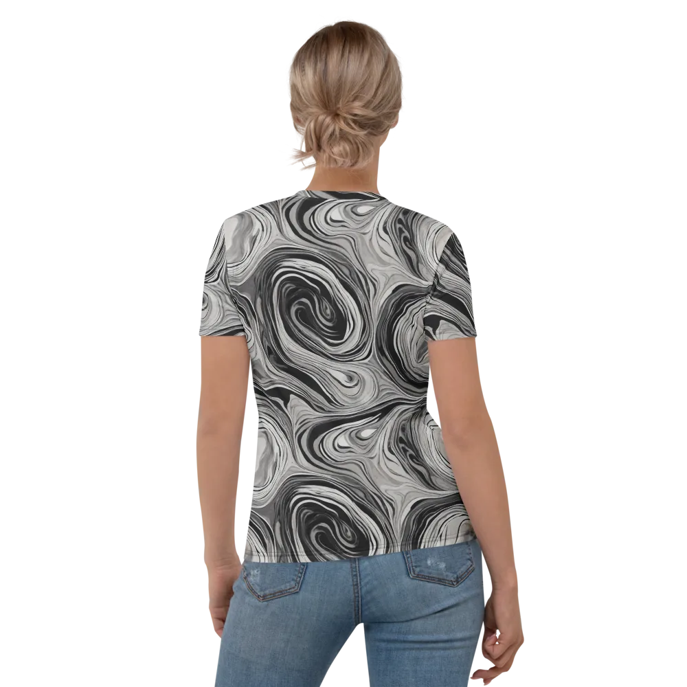 Monochrome Tide on Women's Crew Neck T-Shirt — Back
