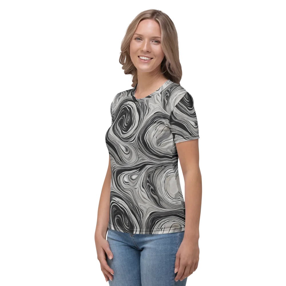 Monochrome Tide on Women's Crew Neck T-Shirt — Left