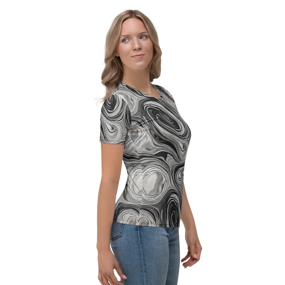 Monochrome Tide on Women's Crew Neck T-Shirt — Right