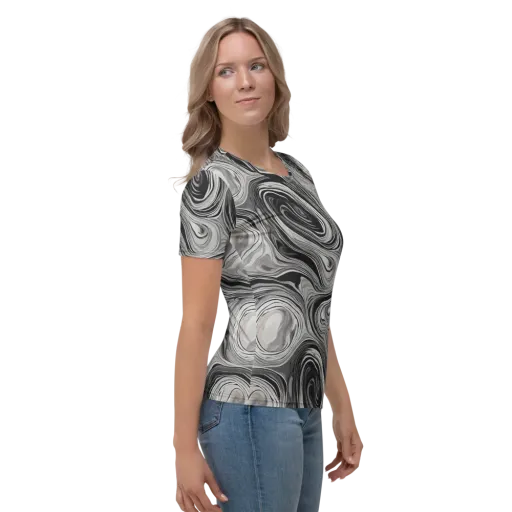 Monochrome Tide on a Women's Crew Neck T-Shirt